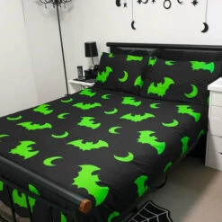Promo 😀 HELLS BLANKETS Bats Creature Of The Night [Toxic] | KING QUILT SET* 🧨