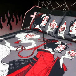 Coupon ✔️ HELLS BLANKETS Anime & Manga Kitsune Horrors | QUEEN QUILT SET 🛒 -Deals Goth Store Hells Blankets Kitsune Horrors Quilt Edit d7b384da 504b 46dd 8bd2 9d3bc3d43cc6 700x700