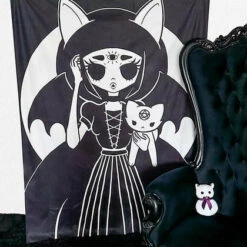 Deals 😉 BESERK CRYPT Bats Cat Magick | TAPESTRY BLANKET 🌟