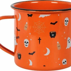 Coupon 💯 GOTHIC GIFTS Bats Orange 🎃 Halloween Print | ENAMEL MUG 🔥
