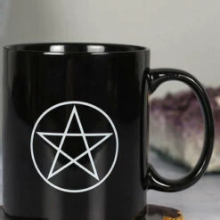 Outlet 👏 GOTHIC GIFTS Gothic Homewares Pentagram Black | MUG* 👍