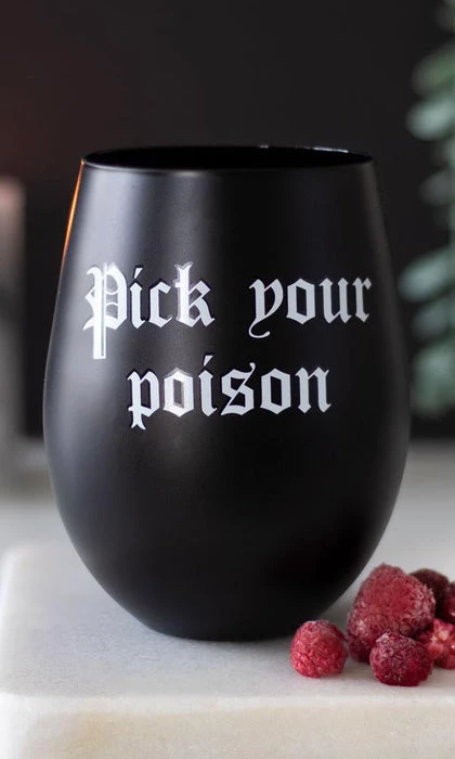 Discount โ๏ธ GOTHIC GIFTS Gothic Homewares Pick Your Poison | STEMLESS WINE GLASS ๐คฉ 1 Discount โ๏ธ GOTHIC GIFTS Gothic Homewares Pick Your Poison | STEMLESS WINE GLASS ๐คฉ