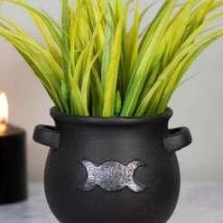 New 😀 GOTHIC GIFTS Gothic Homewares Triple Moon | CAULDRON PLANT POT ⌛