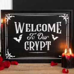 Outlet π₯ GOTHIC GIFTS Gothic Homewares Welcome To Our Crypt | WALL PLAQUE β€οΈ