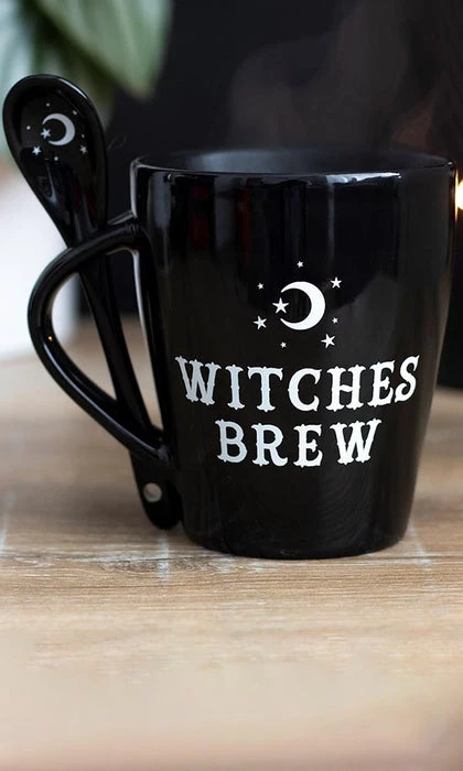 Hot Sale 😀 GOTHIC GIFTS Gothic Homewares Witches Brew | MUG & SPOON SET 👏 1 Hot Sale 😀 GOTHIC GIFTS Gothic Homewares Witches Brew | MUG & SPOON SET 👏