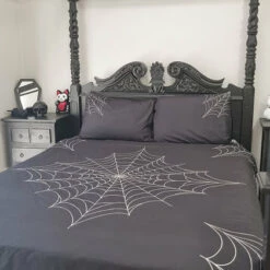 Deals 😉 HELLS BLANKETS Gothic Homewares Web Of Nightmares | QUEEN QUILT SET 💯