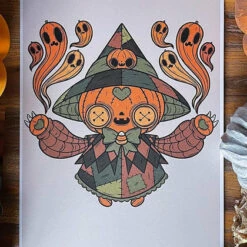Best Pirce ๐ PVMPKIN ART Ghosts Haunted Pumpkin Doll | ART PRINT ๐คฉ
