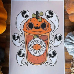 Best deal 😉 PVMPKIN ART Ghosts Trick Or Treat Pumpkin Juice | ART PRINT 🎁